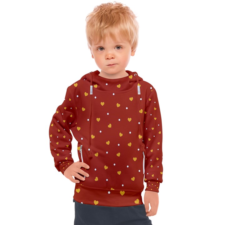 Red Yellow Love Heart Valentine Kids  Hooded Pullover