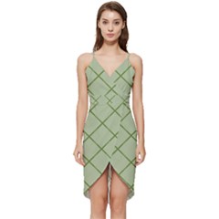 Discreet Green Plaids Wrap Frill Dress by ConteMonfrey