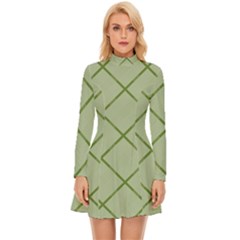 Discreet Green Plaids Long Sleeve Velour Longline Dress by ConteMonfrey