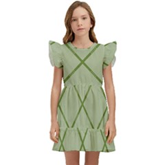 Discreet Green Plaids Kids  Winged Sleeve Dress by ConteMonfrey