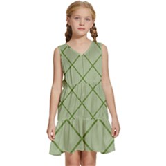 Discreet Green Plaids Kids  Sleeveless Tiered Mini Dress by ConteMonfrey