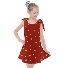 Red Yellow Love Heart Valentine Kids  Tie Up Tunic Dress by Ravend