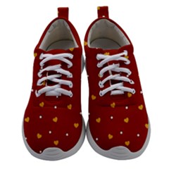 Red Yellow Love Heart Valentine Women Athletic Shoes by Ravend