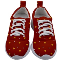 Red Yellow Love Heart Valentine Kids Athletic Shoes by Ravend