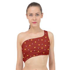 Red Yellow Love Heart Valentine Spliced Up Bikini Top  by Ravend