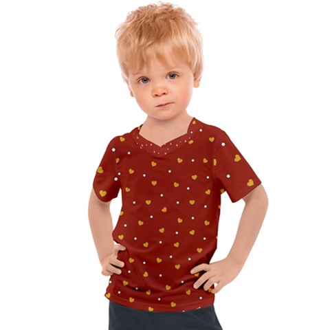 Red Yellow Love Heart Valentine Kids  Sports Tee by Ravend