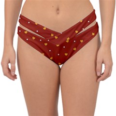 Red Yellow Love Heart Valentine Double Strap Halter Bikini Bottom by Ravend