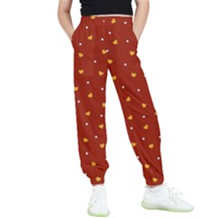 Red Yellow Love Heart Valentine Kids  Elastic Waist Pants by Ravend