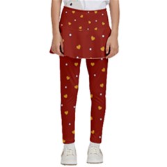 Red Yellow Love Heart Valentine Kids  Skirted Pants by Ravend