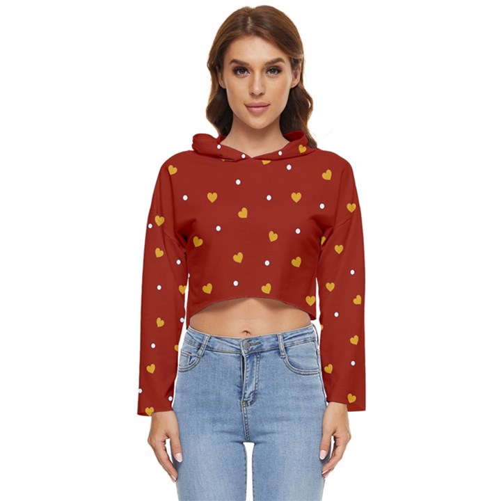 Red Yellow Love Heart Valentine Women s Lightweight Cropped Hoodie