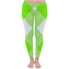 Neon Green And White Plaids Classic Winter Leggings by ConteMonfrey