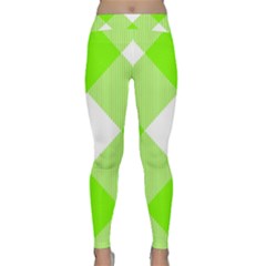 Neon Green And White Plaids Classic Yoga Leggings by ConteMonfrey