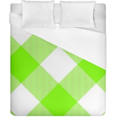 Neon Green And White Plaids Duvet Cover (california King Size) by ConteMonfrey