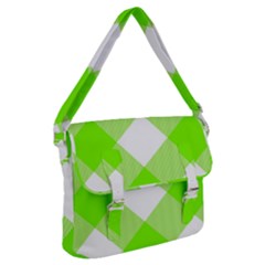 Neon Green And White Plaids Buckle Messenger Bag by ConteMonfrey