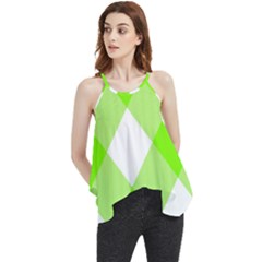 Neon Green And White Plaids Flowy Camisole Tank Top by ConteMonfrey