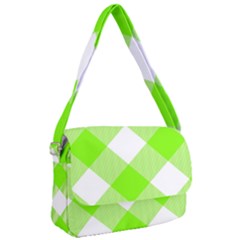 Neon Green And White Plaids Courier Bag by ConteMonfrey