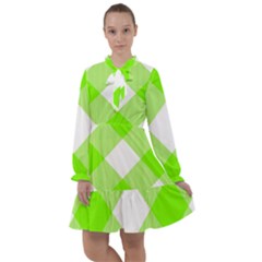 Neon Green And White Plaids All Frills Chiffon Dress by ConteMonfrey