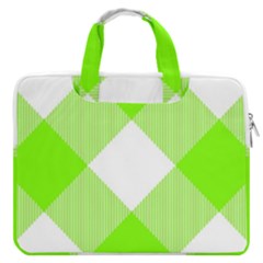 Neon Green And White Plaids Macbook Pro 13  Double Pocket Laptop Bag by ConteMonfrey