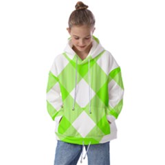 Neon Green And White Plaids Kids  Oversized Hoodie by ConteMonfrey