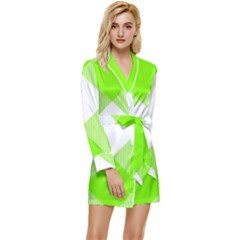 Neon Green And White Plaids Long Sleeve Satin Robe by ConteMonfrey