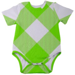 Neon Green And White Plaids Baby Short Sleeve Onesie Bodysuit by ConteMonfrey