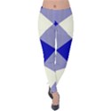 Blue and white diagonal plaids Velvet Leggings View1