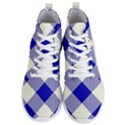 Blue and white diagonal plaids Men s Lightweight High Top Sneakers View1