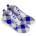 Blue and white diagonal plaids Men s Lightweight High Top Sneakers View3