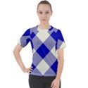 Blue and white diagonal plaids Women s Sport Raglan Tee View1