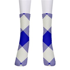 Blue And White Diagonal Plaids Crew Socks by ConteMonfrey