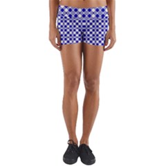 Blue Small Diagonal Plaids   Yoga Shorts by ConteMonfrey