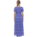 Blue Small diagonal Plaids   High Waist Short Sleeve Maxi Dress View2