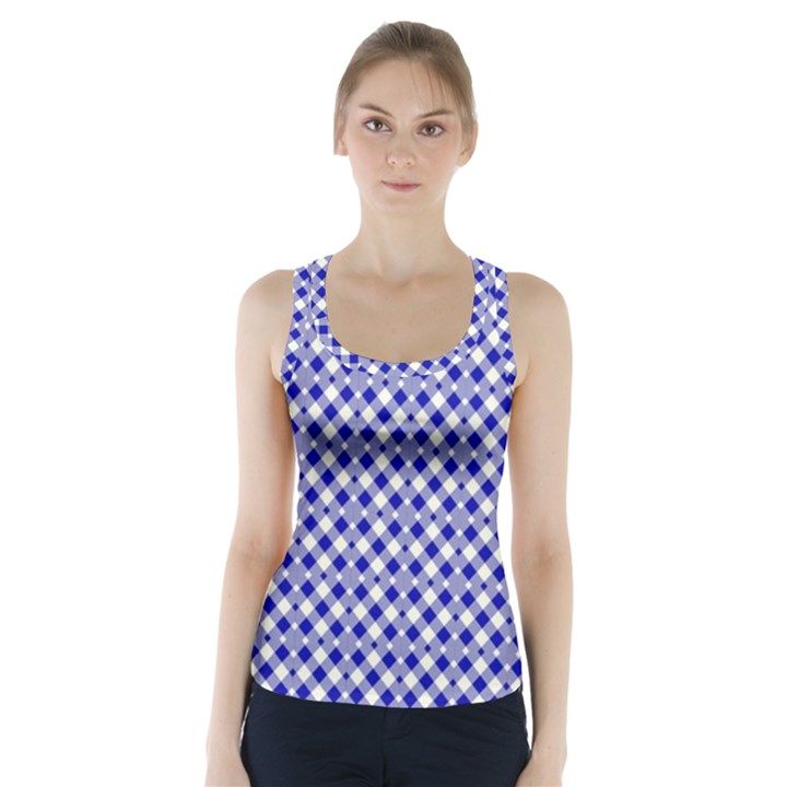 Blue Small diagonal Plaids   Racer Back Sports Top