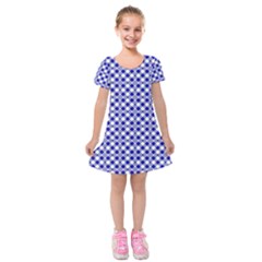 Blue Small Diagonal Plaids   Kids  Short Sleeve Velvet Dress by ConteMonfrey