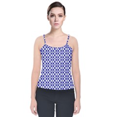 Blue Small Diagonal Plaids   Velvet Spaghetti Strap Top by ConteMonfrey