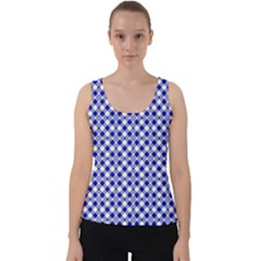 Blue Small Diagonal Plaids   Velvet Tank Top by ConteMonfrey