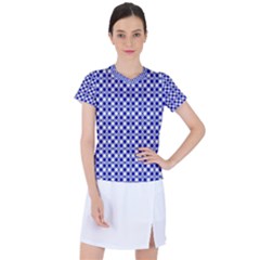 Blue Small Diagonal Plaids   Women s Sports Top by ConteMonfrey