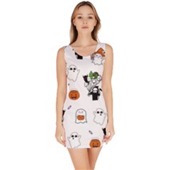 Halloween Jack O Lantern Vector Bodycon Dress by Ravend