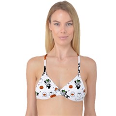 Halloween Jack O Lantern Vector Reversible Tri Bikini Top by Ravend