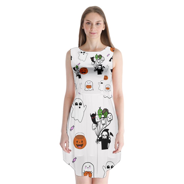 Halloween Jack O Lantern Vector Sleeveless Chiffon Dress  