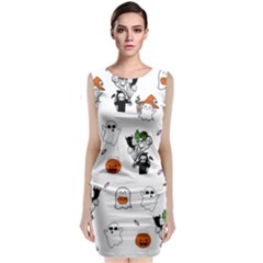 Halloween Jack O Lantern Vector Sleeveless Velvet Midi Dress by Ravend