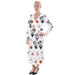 Halloween Jack O Lantern Vector Velvet Maxi Wrap Dress by Ravend