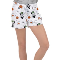 Halloween Jack O Lantern Vector Velour Lounge Shorts by Ravend