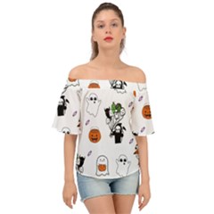 Halloween Jack O Lantern Vector Off Shoulder Short Sleeve Top by Ravend