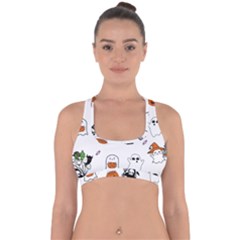 Halloween Jack O Lantern Vector Cross Back Hipster Bikini Top  by Ravend