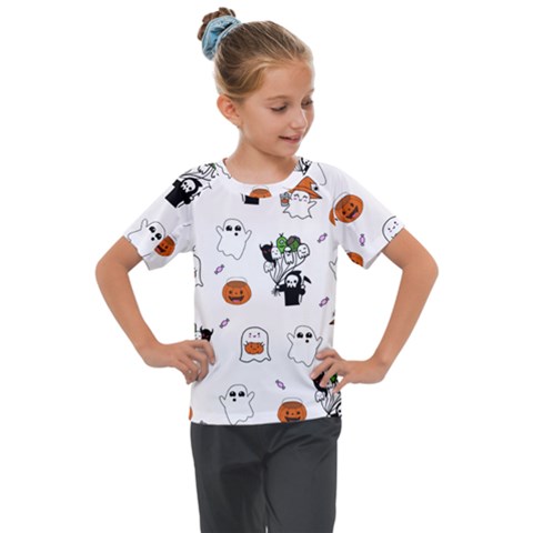 Halloween Jack O Lantern Vector Kids  Mesh Piece Tee by Ravend