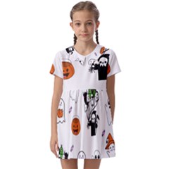 Halloween Jack O Lantern Vector Kids  Asymmetric Collar Dress by Ravend