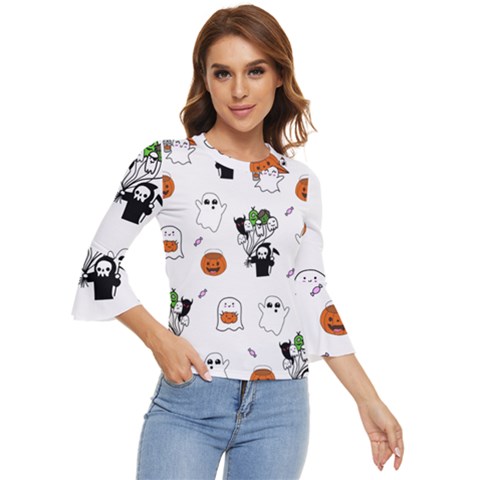 Halloween Jack O Lantern Vector Bell Sleeve Top by Ravend