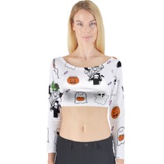 Halloween Jack O Lantern Vector Long Sleeve Crop Top by Ravend