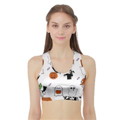 Halloween Jack O Lantern Vector Sports Bra With Border by Ravend